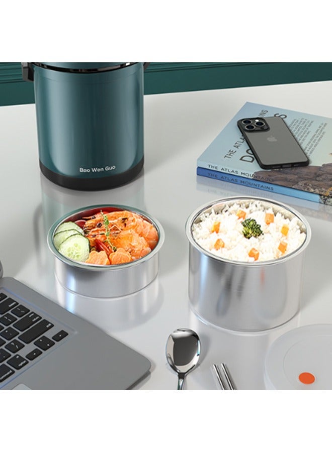 صندوق غداء عازل متعدد الطبقات من الفولاذ المقاوم للصدأ، بسعة 1.8 لتر، أبيض عالي الجودة - Image 5