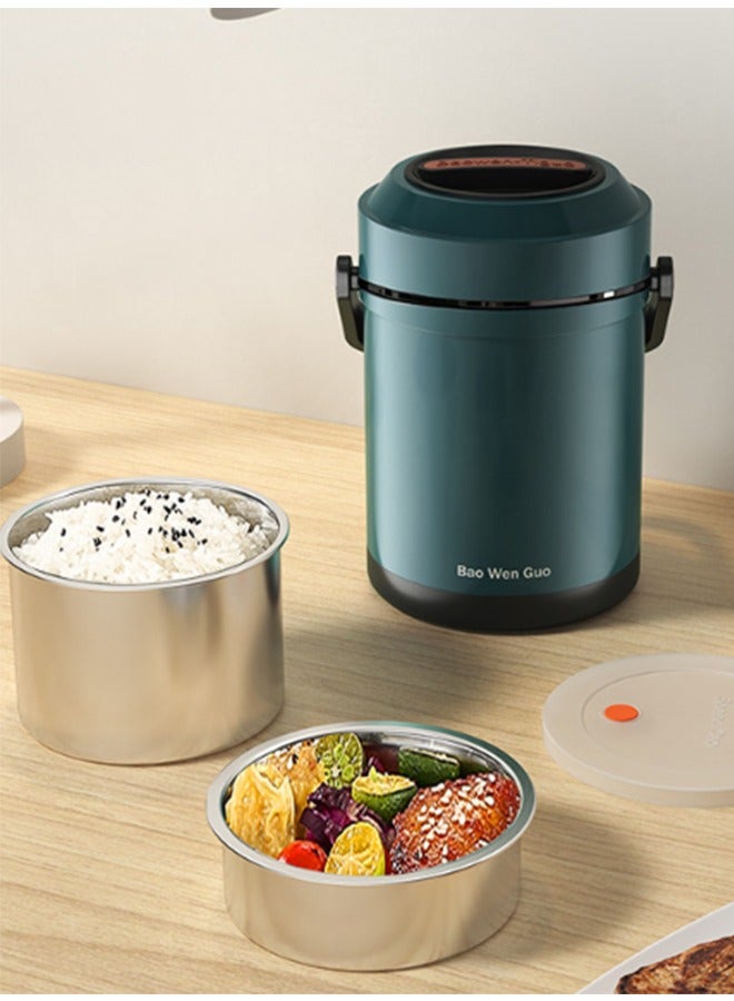 صندوق غداء عازل متعدد الطبقات من الفولاذ المقاوم للصدأ، بسعة 1.8 لتر، أبيض عالي الجودة - Image 3