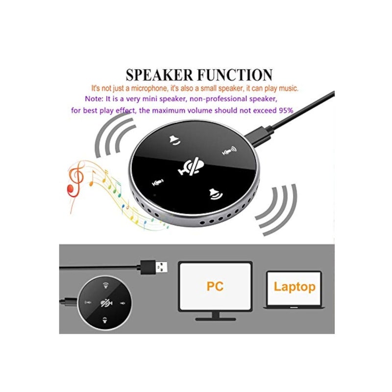 Barakah Conference Speakerphone, USB Conference Microphone, with Speaker, Laptop Omnidirectional Computer Mic with Touch-Sensor to Mute/Volume, for Zoom Meetings, Skype, VoIP Call, Interview - Image 3