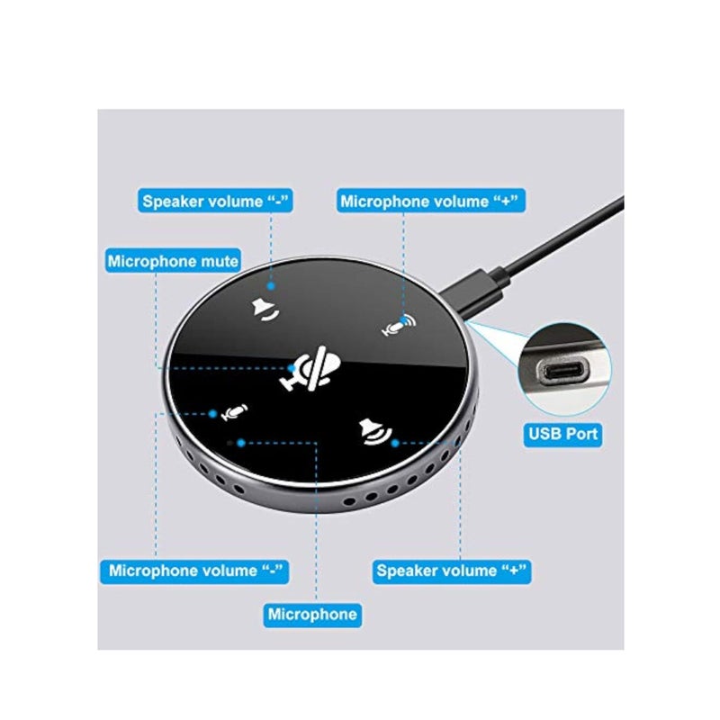 Barakah Conference Speakerphone, USB Conference Microphone, with Speaker, Laptop Omnidirectional Computer Mic with Touch-Sensor to Mute/Volume, for Zoom Meetings, Skype, VoIP Call, Interview - Image 4