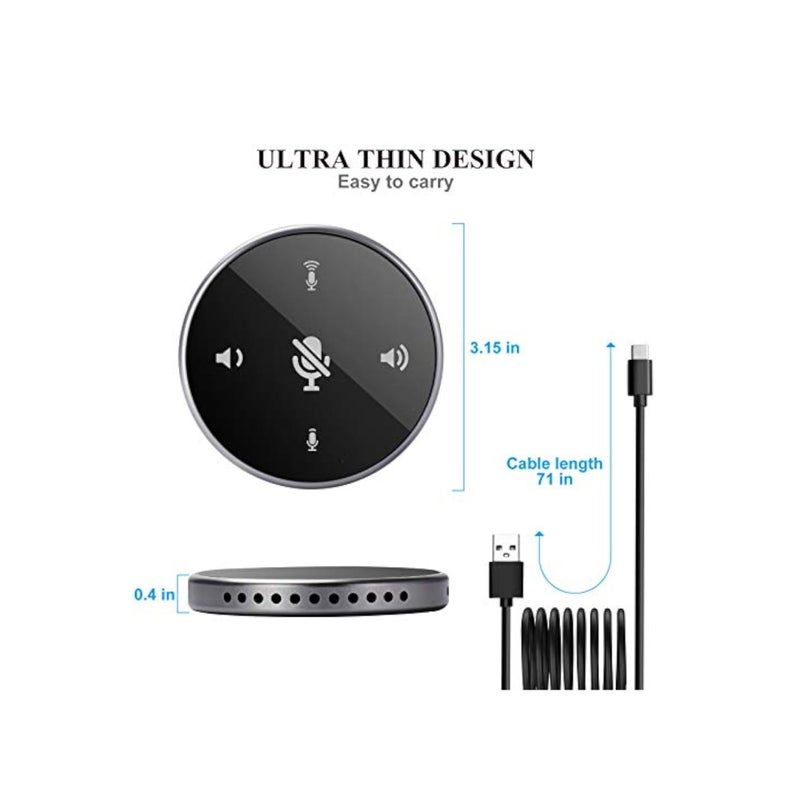 Barakah Conference Speakerphone, USB Conference Microphone, with Speaker, Laptop Omnidirectional Computer Mic with Touch-Sensor to Mute/Volume, for Zoom Meetings, Skype, VoIP Call, Interview - Image 5
