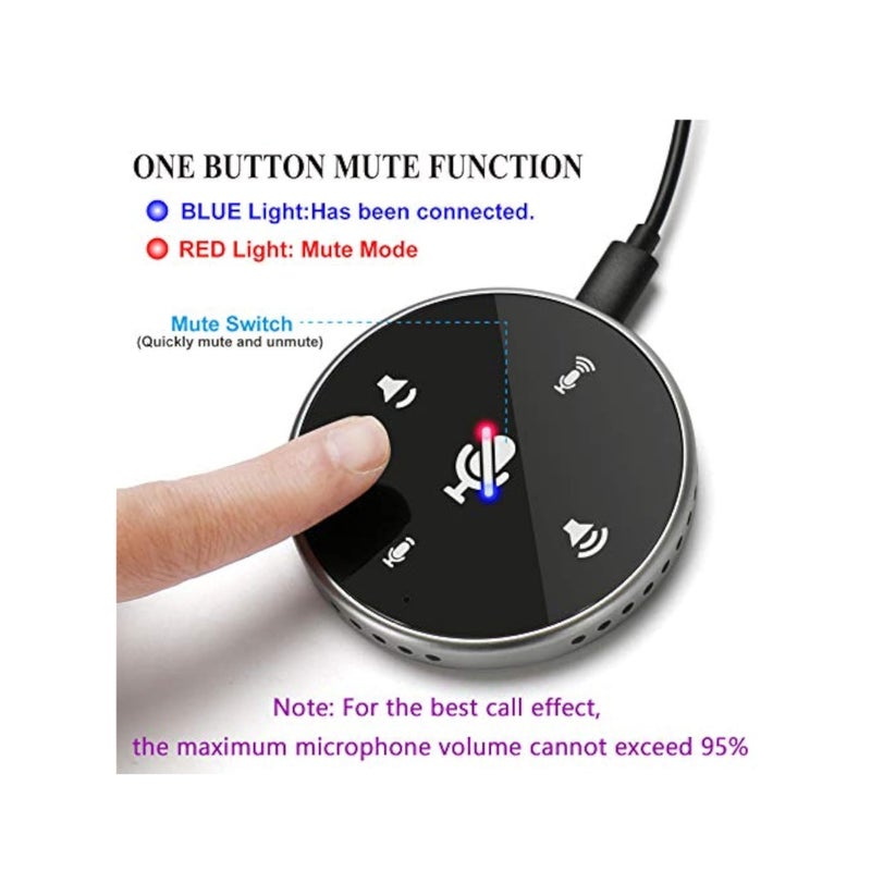 Barakah Conference Speakerphone, USB Conference Microphone, with Speaker, Laptop Omnidirectional Computer Mic with Touch-Sensor to Mute/Volume, for Zoom Meetings, Skype, VoIP Call, Interview - Image 2