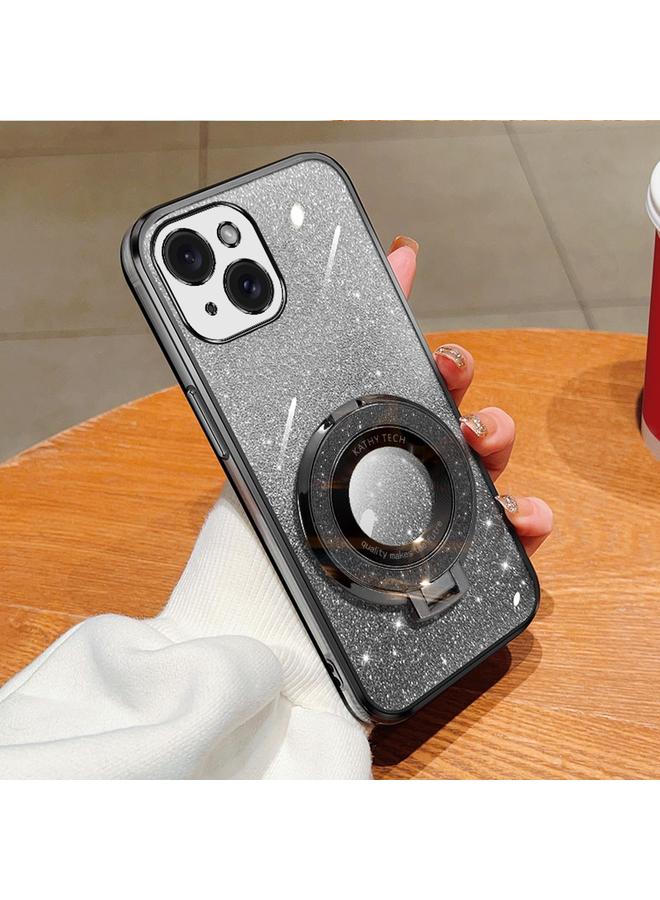 Zaboon Case For iPhone 13 mini Plated Gradient Glitter Round Holder TPU Phone Case - Image 1