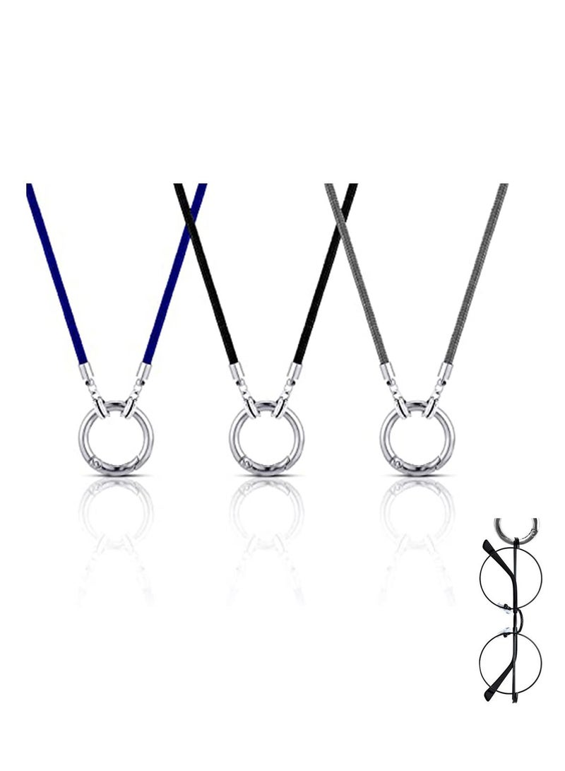 SYOSI Necklace Eyeglass Holder Anti Lost Glasses Strap Retainer Stainless Steel Chain Ring Glasses Holder Strap Chain for Women Men Reading Glasses Sunglasses 3 Pcs  - Image 1