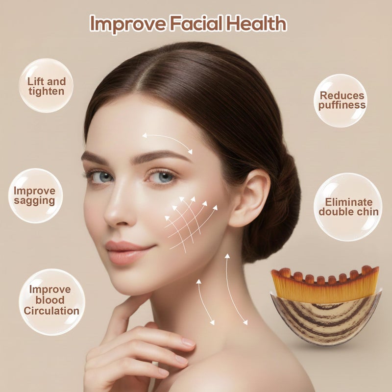ANUWKS Lymphatic Contour Face Brush for Sculpting & Drainage â€“ Reduces Puffiness, Double Chin, and Enhances Skin Glow & Absorption with Ergonomic Design for Jawline Lift & Face Massage - Image 2