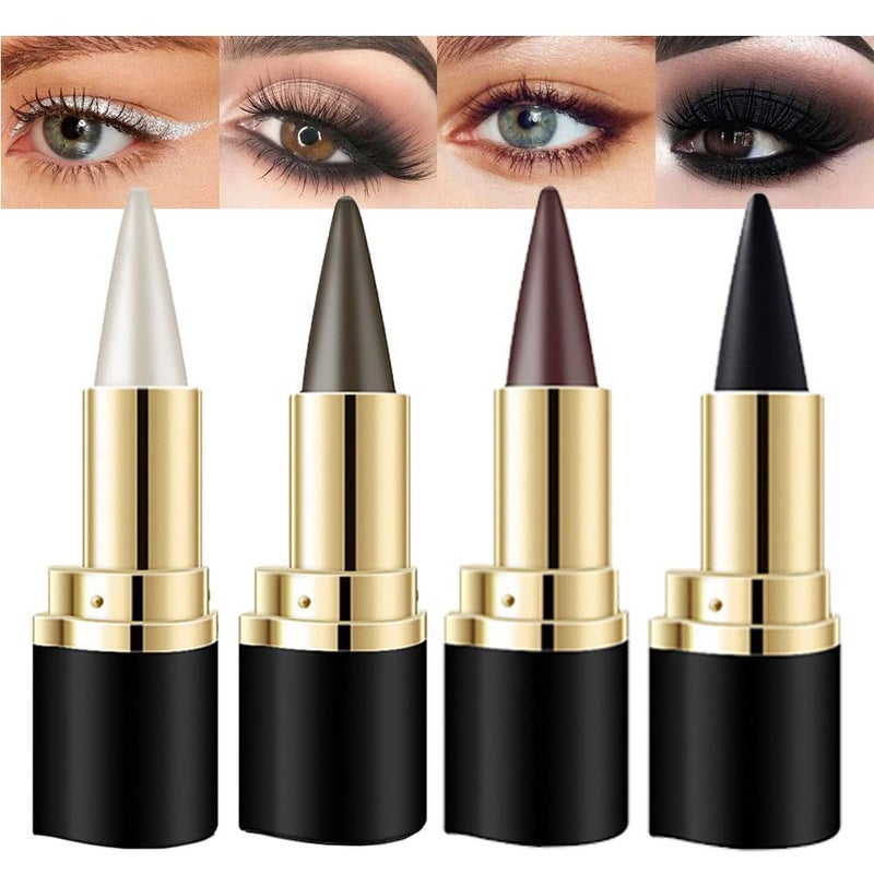 evpct 4Pcs Black Silver Grey Brown Gel Eyeliner Pencil Eye Face Paint Sticks Makeup Set, Natural Black Gel Eyeliner Cream Waterproof Crayon Pencils Applicator Tool - Image 1
