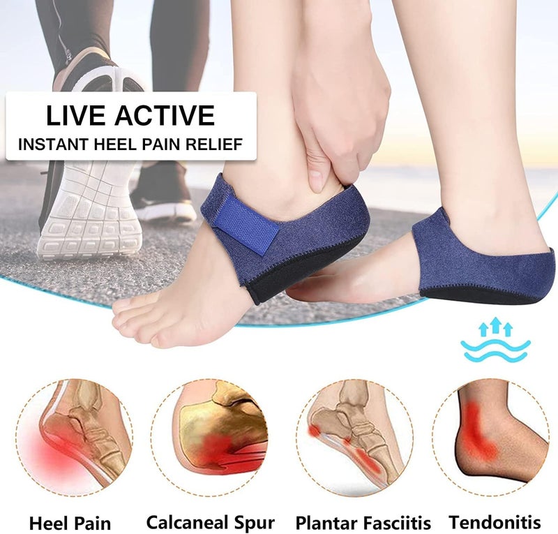 APTODEN Gel Heel cups Silicon Heel Pad for Heel Ankle Pain, Heel Spur Shoe Support Pad for Men and Women Shock Cushion Pad for Heels Cushion Heel Blue (GEL PAD BLUE PAIR) - Image 2