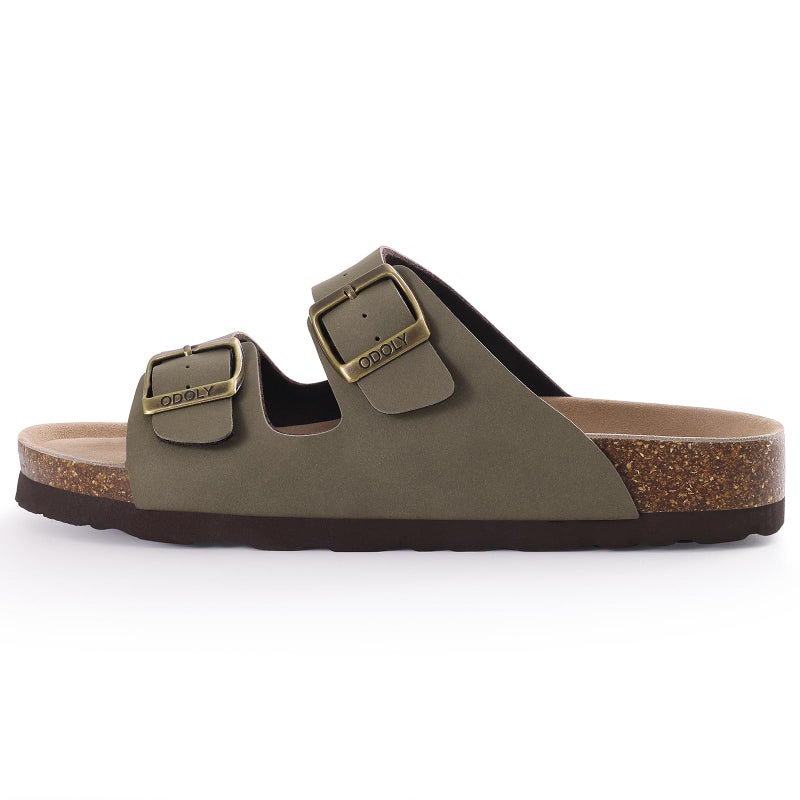 ODOLY Unisex Cork Footbed Slide Sandal, Arch Support Summer Outdoor Sandals with Adjustable Buckle for Women and Men, Oliver Brown, 39 (8-8.5 Women/6.5-7 Men) - Image 2