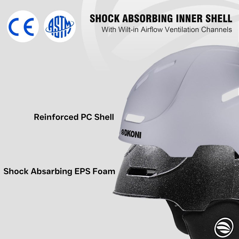 DKONI Ski Helmet for Adults Snowboard Helmet Men Women Youth Certified Snow Sports Helmet for Skiing Snowboarding (Gray, Large: 22.5-24.5 inch (58-62cm)) - Image 5