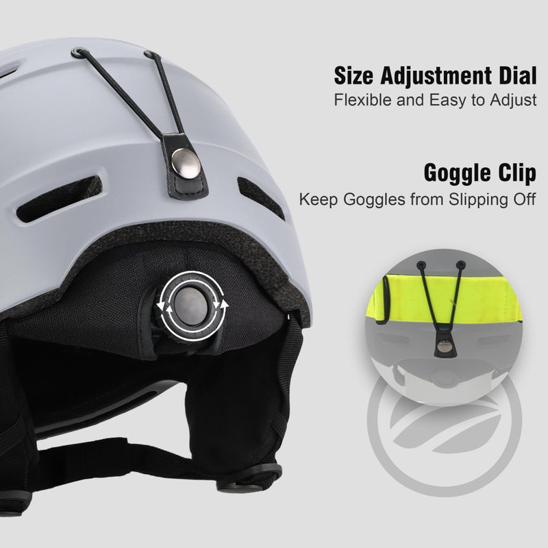 DKONI Ski Helmet for Adults Snowboard Helmet Men Women Youth Certified Snow Sports Helmet for Skiing Snowboarding (Gray, Large: 22.5-24.5 inch (58-62cm)) - Image 4
