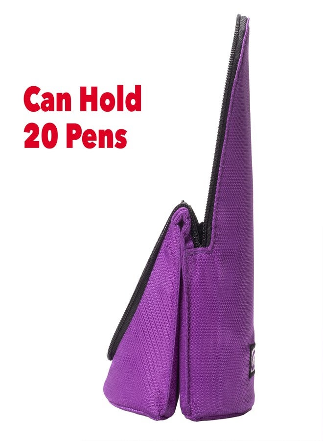 Case it Case-it Magnetic Stand Up Pouch, Stand up Pencil Case, Large Capacity Pencil Pouch, Zipper Phone Holder, Mobile Phone Bracket, Stationery Organizer, Storage Makeup Pouch, PLP-167, Purple - Image 5