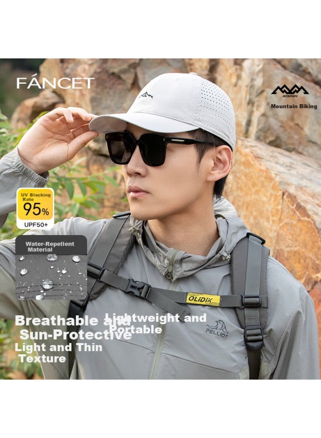 Fancet Men's Baseball Cap Laser Perforated Breathable Mesh Uv Protection Outdoor Sports Water-repellent Duckbill Cap - Image 1