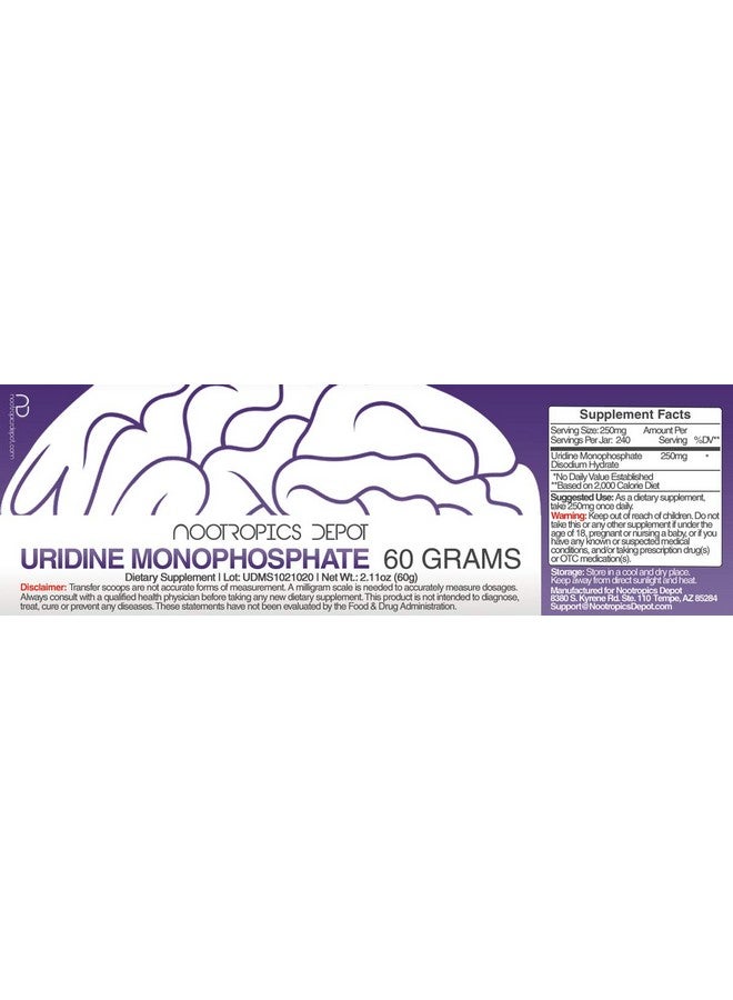 Nootropics Depot Uridine Monophosphate Powder | 60 Grams | Disodium Salt | Supports Healthy Cognitive Function + Enhances Memory* | Supports Healthy Mitochondrial Function* - Image 2