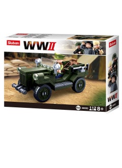 Sluban Sluban - WWII Army Allied Field Jeep Bricks Set 112 Pieces - M38-B0682  - Image 1