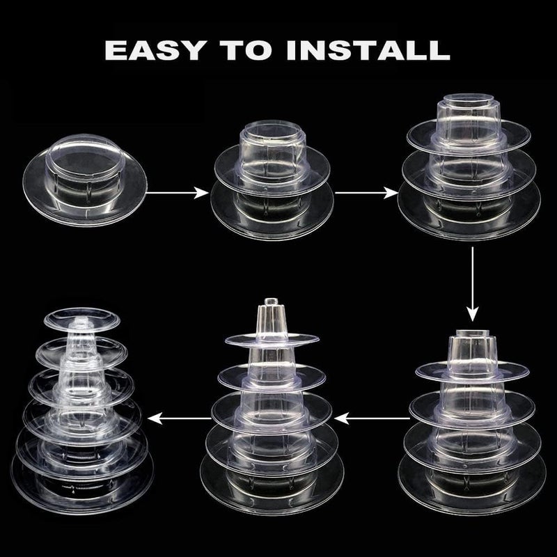 kithing 6 Tiers Macaroon Tower Stand, Round Macaron Tower Cake Display Rack Plastic Cupcake Stand Macarons Desserts Serving Tray for Birthday Wedding Party Decor (6 Tiers) - Image 4