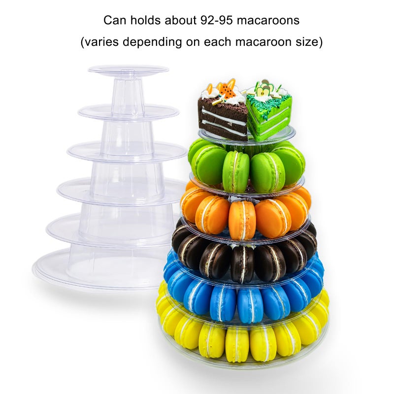 kithing 6 Tiers Macaroon Tower Stand, Round Macaron Tower Cake Display Rack Plastic Cupcake Stand Macarons Desserts Serving Tray for Birthday Wedding Party Decor (6 Tiers) - Image 2