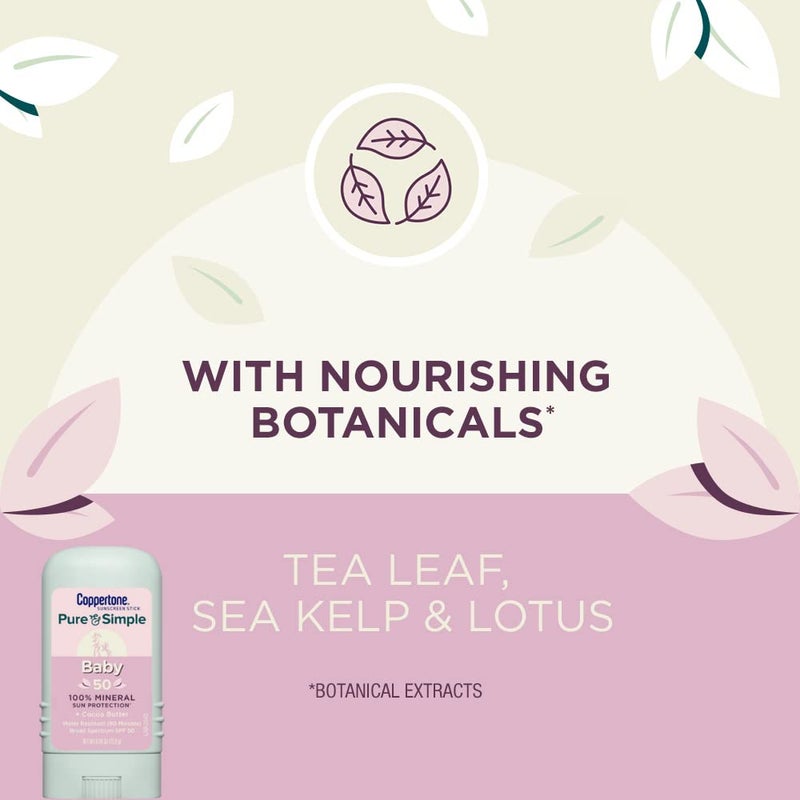 Coppertone WaterBabies Baby Sunscreen Spray SPF 50 (6 Oz) + Pure and Simple Baby Mineral Sunscreen Stick SPF 50 with Zinc Oxide, Tear Free (0.49 Oz) Hypoallergenic and Oxybenzone Free - Image 5