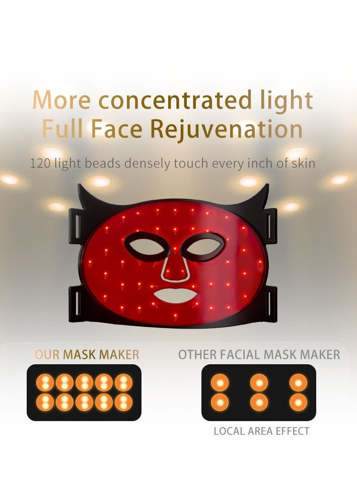 Red Light Therapy for Face, 3 Modes Portable LED Mask Light Therapy with Remote Control, Near Infrared 850 Red Light Mask with Timing Function, LED Light Therapy at Home 180 LED Beads - Image 4