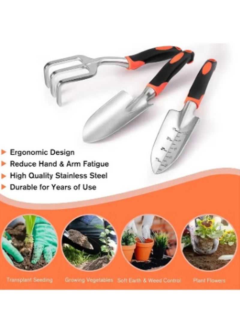 LINGWEI Garden Tool Set of 8 Heavy Duty and Lightweight Aluminium Alloy Gardening Hand Tools with Non-Slip Ergonomic Handle Storage Tote Bag - Image 4