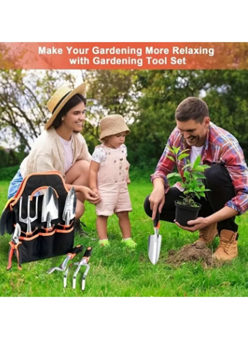 LINGWEI Garden Tool Set of 8 Heavy Duty and Lightweight Aluminium Alloy Gardening Hand Tools with Non-Slip Ergonomic Handle Storage Tote Bag - Image 5