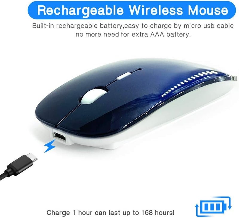 KLO Rechargeable Bluetooth Mouse for MacBook/MacBook air/Pro/iPad, Wireless Mouse for Laptop/Notebook/pc/iPad/Chromebook (BT/A Royal Blue) - Image 4