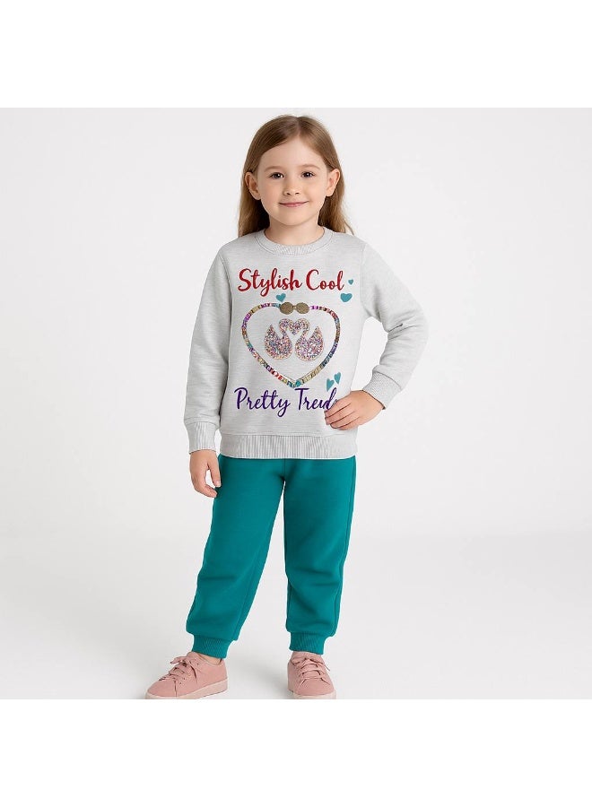 Girl Inner Fleece the Ducks Print Winter Pajama Set