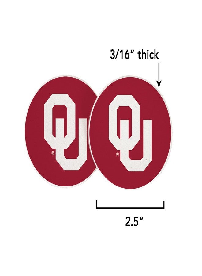 Desert Cactus The University of Oklahoma Car Accessories OU Sooners Absorbent Sandstone Cup Coasters Licensed Product Set of 2 (Design A) - Image 3