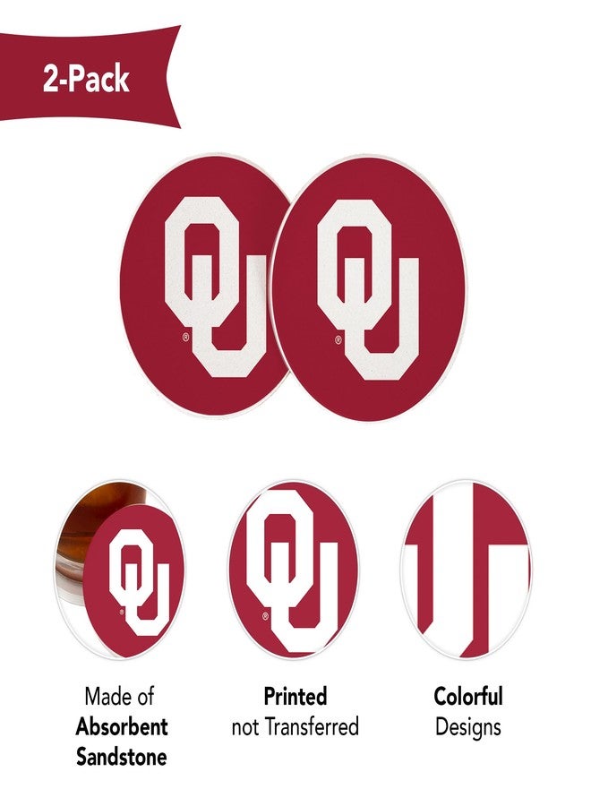 Desert Cactus The University of Oklahoma Car Accessories OU Sooners Absorbent Sandstone Cup Coasters Licensed Product Set of 2 (Design A) - Image 4