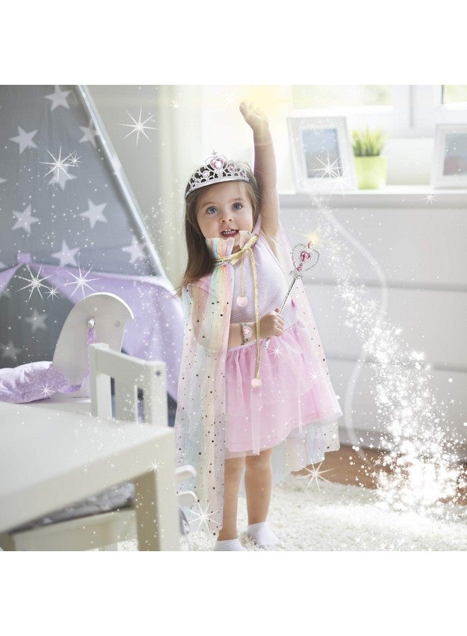 fedio Princess Cape Set 7 Pieces Girls Princess Cloak With Tiara Crown, Wand For Little Girls Dress Up (Rainbow) - Image 3