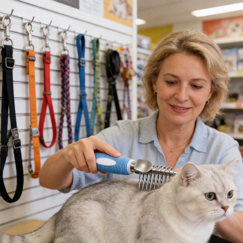 Ergonomic Metal Undercoat Deshedder Brush For Dog Cat Pet Hair Removal - Image 3