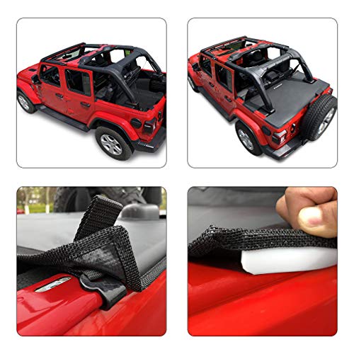 Shadeidea Tonneau Cover for Jeep Wrangler JLU (2018-Current New Model) 4 Door Rear Trunk Cover Cargo Vinyl Cover JL Unlimited Tailgate Ton Cover-Black- 3 Year Warranty - Image 2