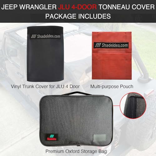 Shadeidea Tonneau Cover for Jeep Wrangler JLU (2018-Current New Model) 4 Door Rear Trunk Cover Cargo Vinyl Cover JL Unlimited Tailgate Ton Cover-Black- 3 Year Warranty - Image 5