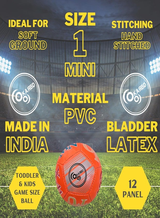 KARBD Hand Stitched Latex Bladder Football with Air Pump and Needle Pin I 12 Panel Ball for Turf & Soft Ground, PVC, Toddlers Age 1-2-3 & Small Kids Play Size 1 Mini, Orange Alphabets Learning - Image 3