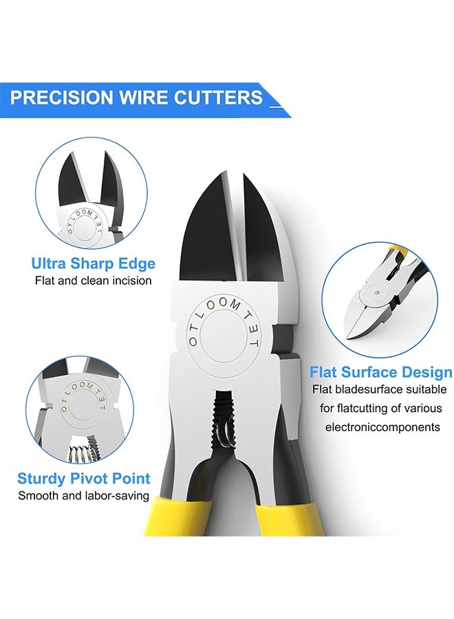 6-In Ultra Sharp Compact Wire Cutters with Long Flat Nose Pliers Ideal for Cutting Crafts, Flowers, Plastics, Appliances and Any Clean Cutting Needs Powerful Wire Cutter - Image 3