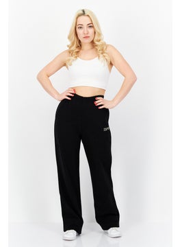 ESPRIT Women Regular Fit Embroidered Logo Pant, Black  - Image 3