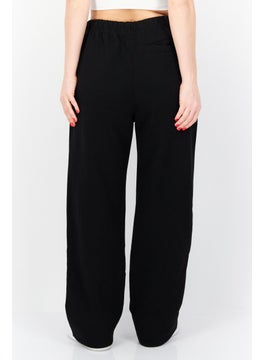 ESPRIT Women Regular Fit Embroidered Logo Pant, Black  - Image 2