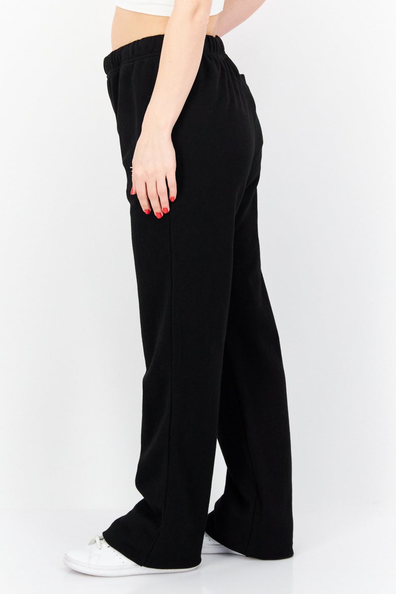 ESPRIT Women Regular Fit Embroidered Logo Pant, Black - Image 2