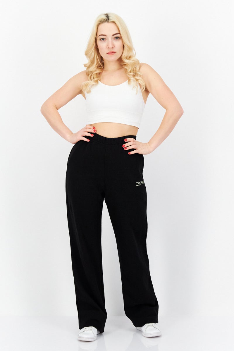 ESPRIT Women Regular Fit Embroidered Logo Pant, Black - Image 4