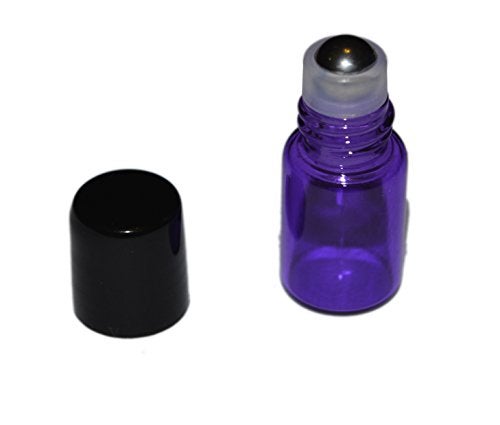 Simply Essential Solutions 100pcs 2mL (5/8 dram) Purple Glass Stainless Steel Roller Bottle 2cc Purple Sample Vial Small Essential Oil Bottle Travel Must + one 7 Chakra Bracelet with Lava Beads for essential oil diffusing - Image 5