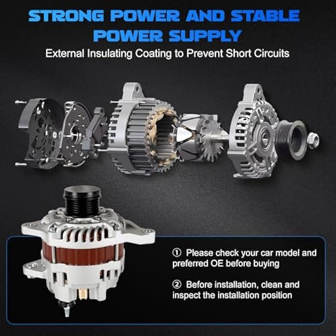 YOMALL Alternators 11231 for 2007-2012 Caliber 2.0L/2007-2010 Caliber 2.4L & 2007-2016 Compass & 2007-2016 Patriot & 2011-2013 200 2.4L & 2008-2013 Avenger & 2007-2016 Compass 2.4L & 2007-2010 Sebring - Image 5