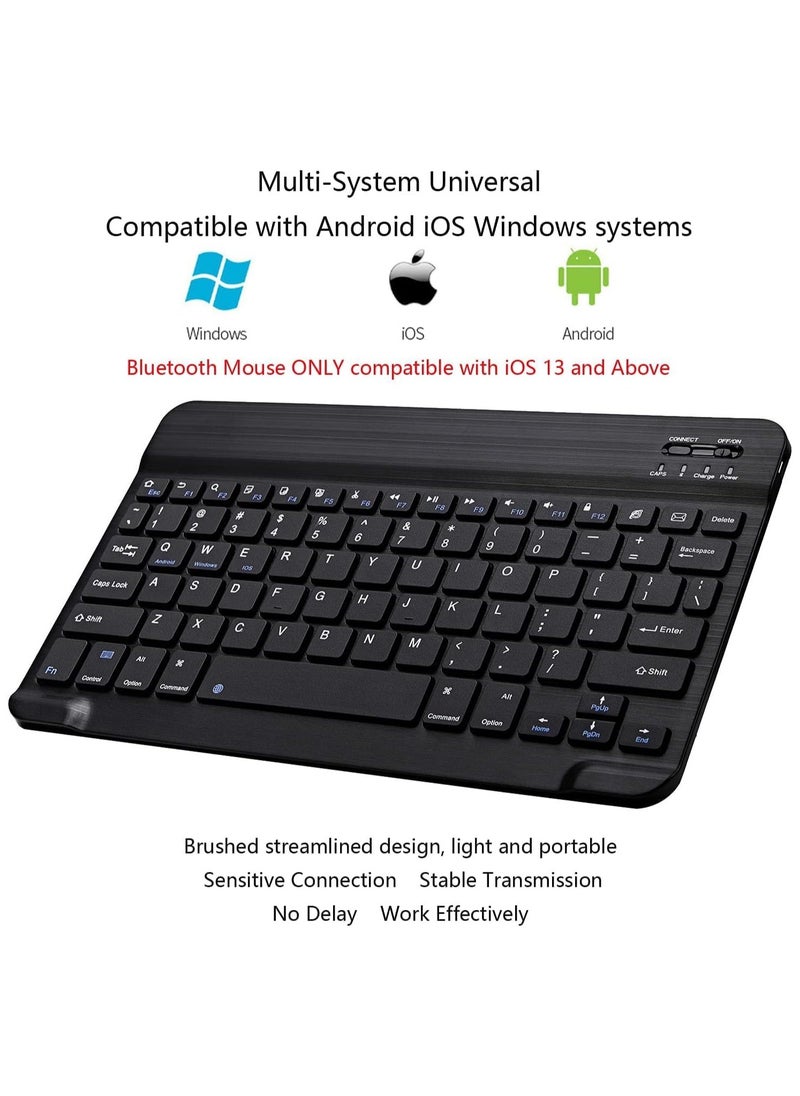 Generic - (Ultra-Slim) Bluetooth Keyboard and Mouse Combo Rechargeable Portable Wireless Keyboard Mouse Set for Apple iPad iPhone iOS 13 and Above Samsung Tablet Phone Smartphone Android Window,Black - Image 1