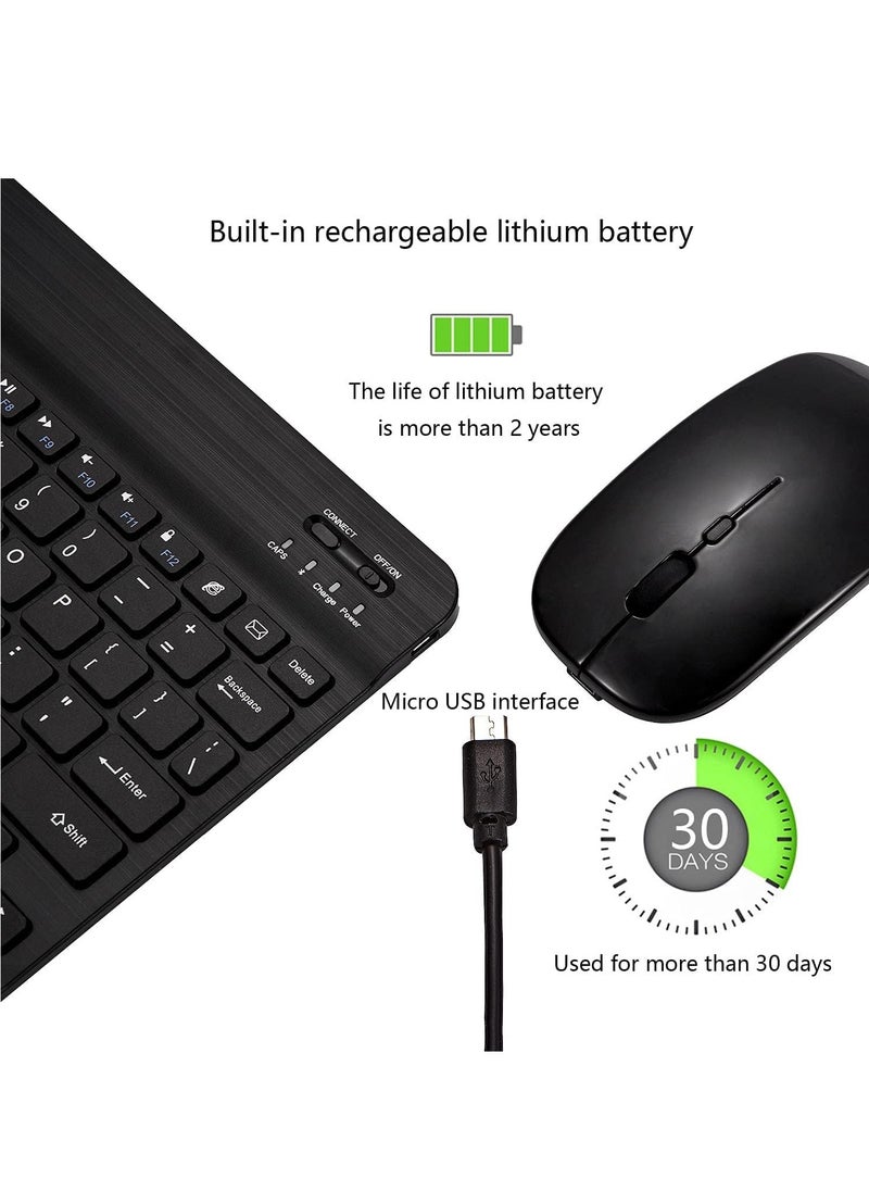 Generic - (Ultra-Slim) Bluetooth Keyboard and Mouse Combo Rechargeable Portable Wireless Keyboard Mouse Set for Apple iPad iPhone iOS 13 and Above Samsung Tablet Phone Smartphone Android Window,Black - Image 1