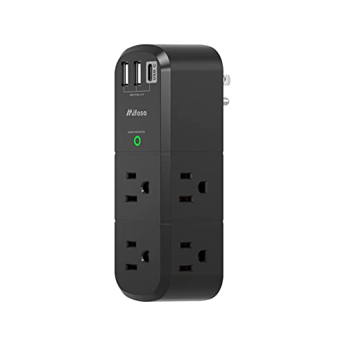 mifaso USB Outlet Extender Surge Protector - with Rotating Plug, 1800 Joules, 6 AC Multi Outlet and 3 USB Ports (1 USB C), 3-Sided Swivel Power Strip with Spaced Splitter for Home, Office, Travel - Image 1