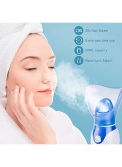 Seneryla Face Steamer For Facial Deep Cleaning Facial Steamer For Women 2 Modes Nano Ionic Facial Steamer For Unclogs Pores Hydrating Blue(Include Blackhead Remover Kit Brush Headband)  - Image 5