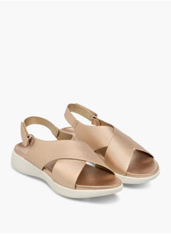 Le Confort Women's Solid Cross Strap Sandals With Hook And Loop Closure  - Image 1