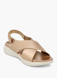 Le Confort Women's Solid Cross Strap Sandals With Hook And Loop Closure  - Image 2