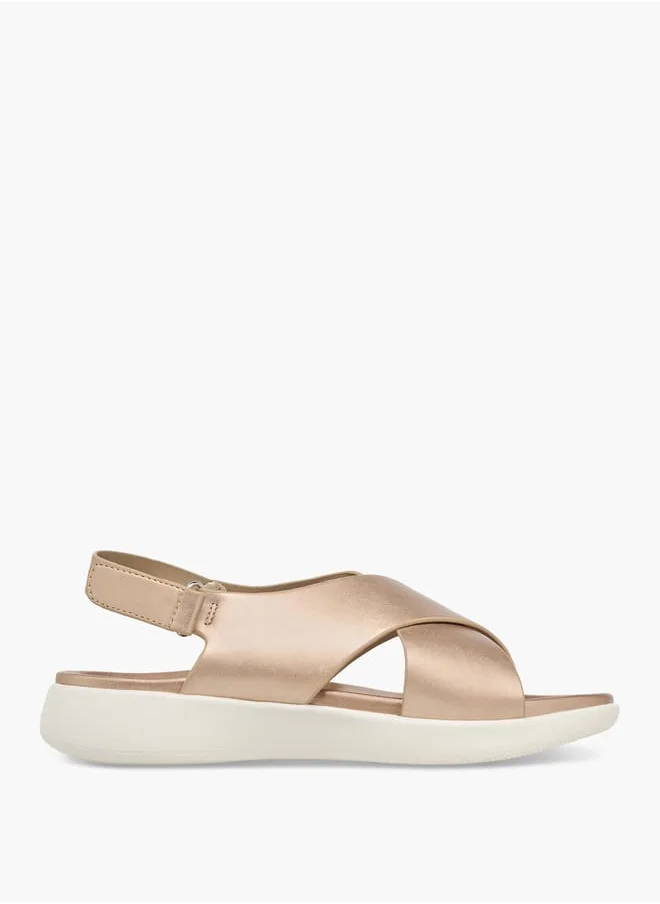 Le Confort Women's Solid Cross Strap Sandals With Hook And Loop Closure