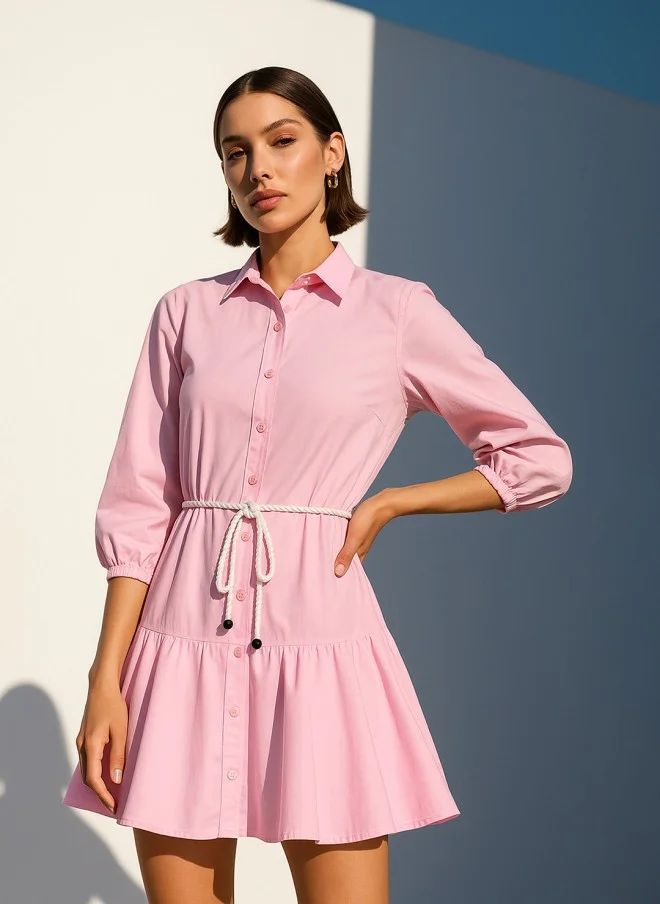 SASSAFRAS Pink A-Line Dress for Women