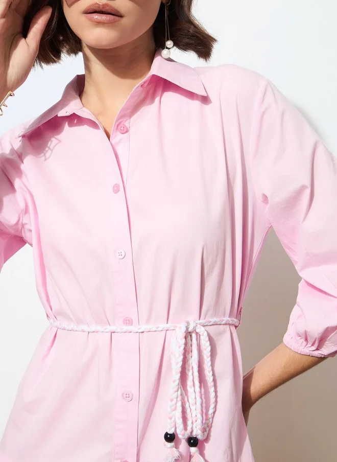 SASSAFRAS Pink A-Line Dress for Women