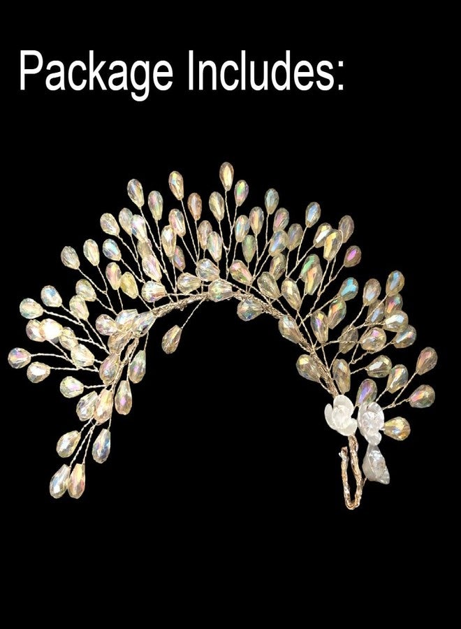 Samyak Crystal Pearl Hair Tiara Headbands Beaded Hair Pins Clips Vine Wedding Bridal Hair Brooch Jewellery Bridesmaid Hair Accessories Bun Juda Decoration Headdress (Clear) - Image 5